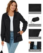 Rapbin Women's Waterproof Packable Hooded Raincoat