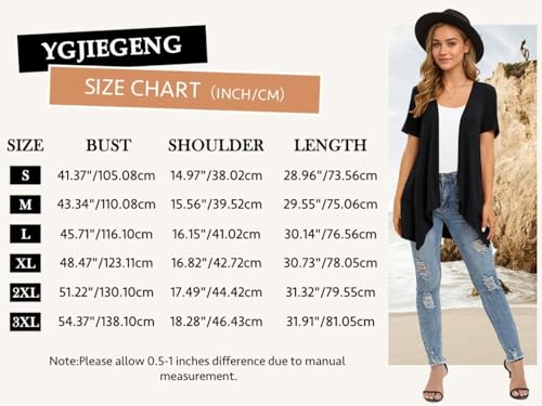 YGJIEGENG Women's Short Sleeve Summer Cardigan with Pocket