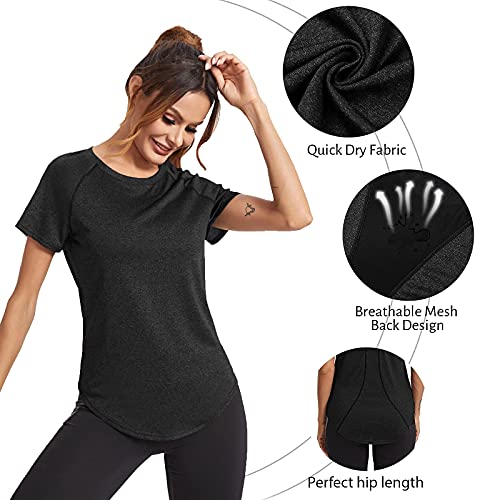 Wayleb Women's Quick Dry Gym T-Shirt, Short Sleeve