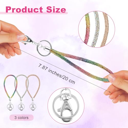 Teaaha 3 PCS Rhinestone Wristlet Keychain for Women