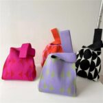 Knot Wrist Bag Handmade Knit Handbag Women Casual Tote