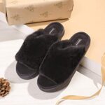 Snug Leaves Ladies' Deluxe Memory Foam Open Toe Slippers
