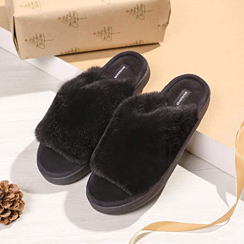 Snug Leaves Ladies' Deluxe Memory Foam Open Toe Slippers