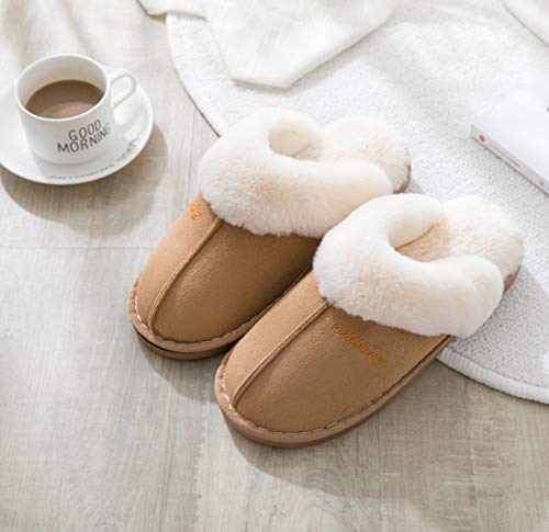 Misolin Women's Memory Foam Fluffy Slippers, Indoor/Outdoor