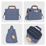 HOMESOPN Blue Canvas Tote Bag with Compartments