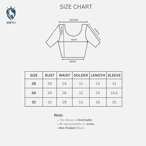 KNETLI Women's Stretchable Lycra Beige Saree Blouse