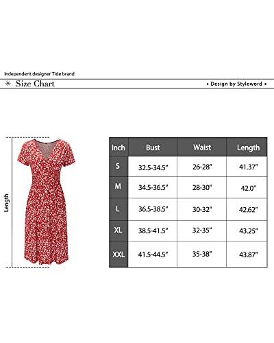 STYLEWORD Women's Summer V-Neck Floral Wrap Dress