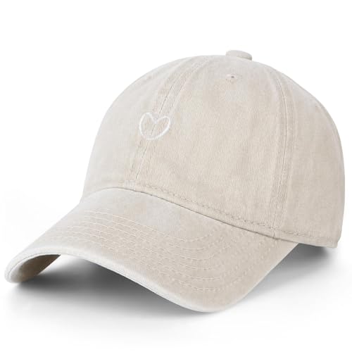 Vintage Washed Cotton Love Heart Adjustable Cap