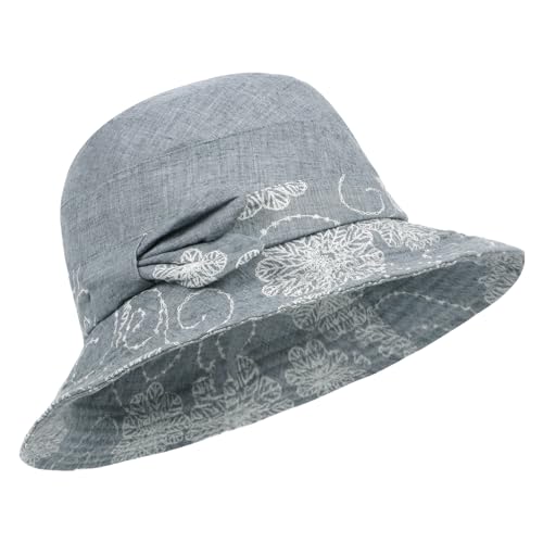 JIAHG Women's Floral UV Protection Bucket Hat