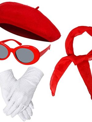 Vintage French Beret Hat, Scarf, Gloves, Sunglasses Set