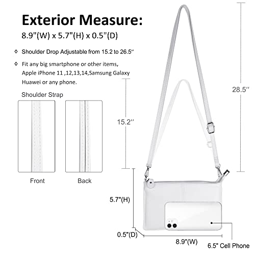 White Leather Crossbody Phone Purse & Clutch Wallet