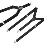 Zngou Mens Adjustable Heavy Duty Y Back Suspenders Black