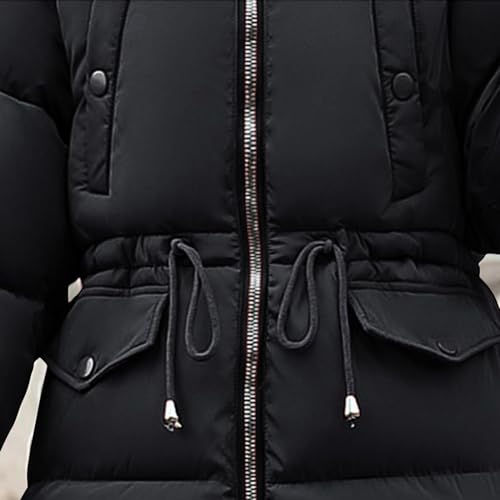 Women's Mid-length Down Puffer Coat with Fur Hood, UK 10-18