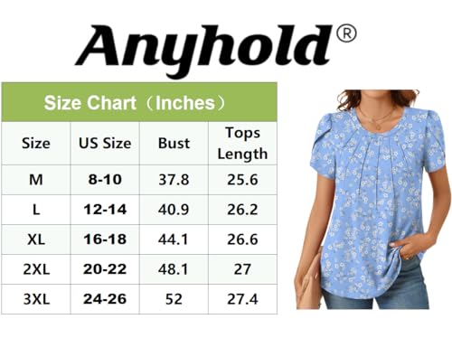 Anyhold Women's Summer Petal Sleeve Pleated Blouse