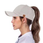 BLURBE Women's High Ponytail Baseball Caps - Cotton Adjustable