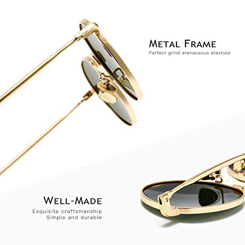 SUNGAIT Vintage Polarized Round Metal Sunglasses