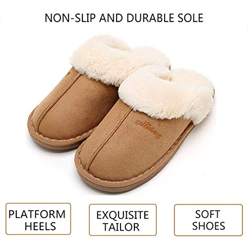 Misolin Women's Memory Foam Fluffy Slippers, Indoor/Outdoor