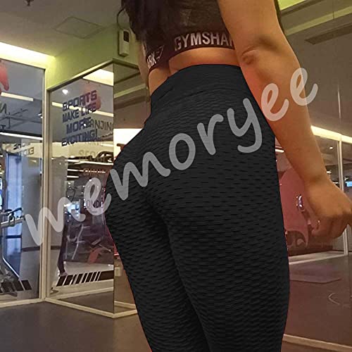 Memoryee Women's Honeycomb Waffle Ruched Butt Lift Leggings
