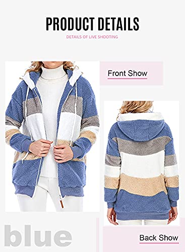 Dokotoo Womens Fuzzy Fleece Hooded Cardigan UK S-XXL