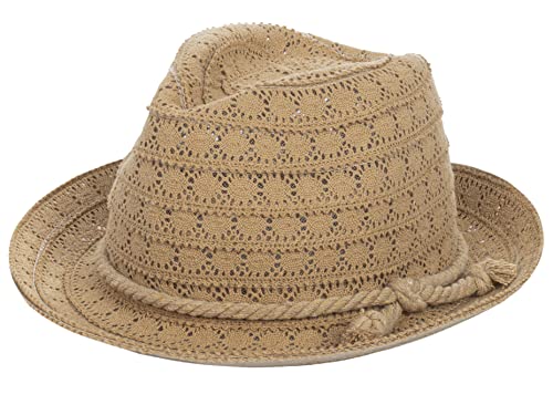 KorhLeoh Women's Lace Straw Fedora Hat for Summer