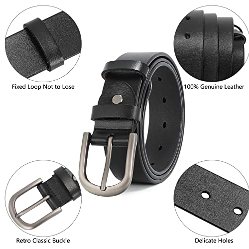 JASGOOD Women's Leather Retro Pin Buckle Belt