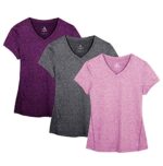 icyzone Women's Workout V-Neck Short-Sleeve Tops, 3 Pack