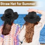 GNEGNI LIFE Women's Wide Brim Straw Sun Hat, Foldable