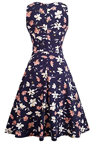HOMEYEE Women's Vintage Floral Swing Dress A079