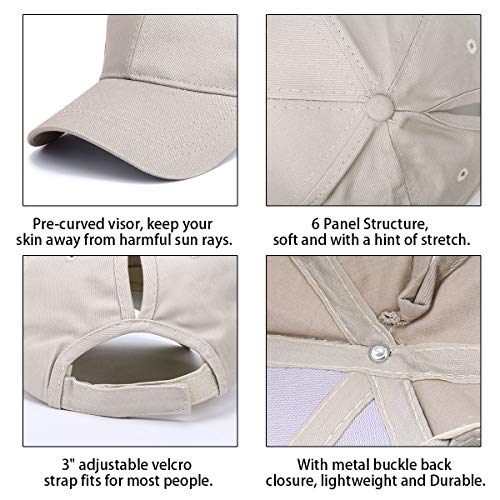 BLURBE Women's High Ponytail Baseball Caps - Cotton Adjustable