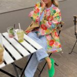 PDYLZWZY Women's Cropped Floral Puffer Jacket
