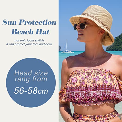 Comhats Women's Beach Straw Sun Hat UPF 50 Packable