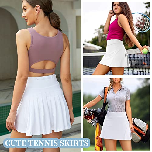 Betaven Women's Pleated Tennis Skirt with Pockets