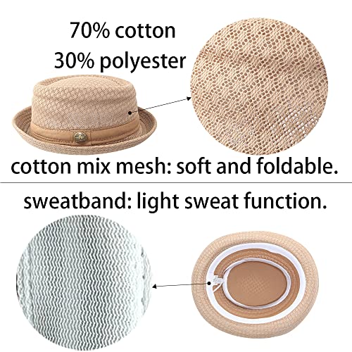 HunterBee 2 pcs Women Ladies Mesh Straw Fedora Hat