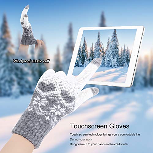 Women Touchscreen Winter Gloves - Grey, One Size