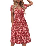 STYLEWORD Women's Summer V-Neck Floral Wrap Dress