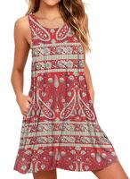 AUSELILY Summer Sleeveless Pleated Dress with Pocket