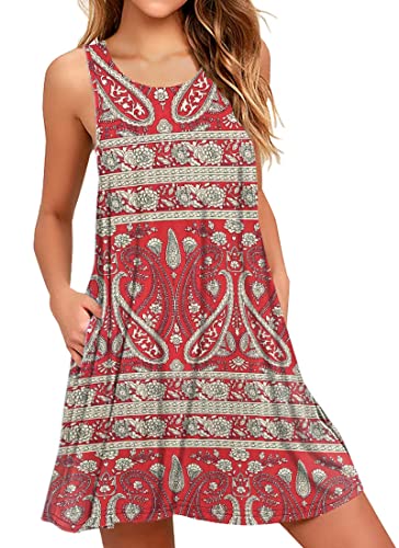 AUSELILY Summer Sleeveless Pleated Dress with Pocket