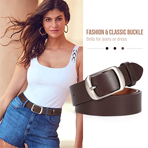 JASGOOD 2 Packs Women Leather Belts for Jeans Fashion