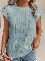 Gemulate Women's Short Sleeve Knit Blouse S-XXL