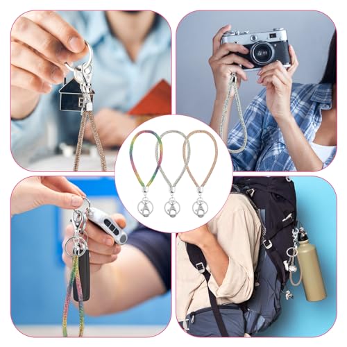 Teaaha 3 PCS Rhinestone Wristlet Keychain for Women