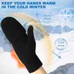 Convertible Fingerless Mittens with Flip Cover, Black