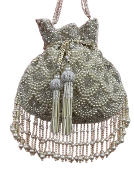 IMPERIAL STUDIOS Handmade Potli Bag with Pearls Handle