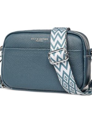 DXIOKO Genuine Leather Crossbody Bag with Wide Strap