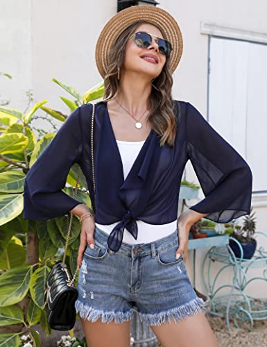 Aottori Chiffon Bolero Cardigans for Women 3/4 Sleeve