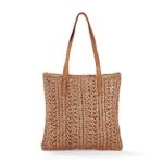 Women's Straw Shoulder Bag, Medium & Large, Leather Handles