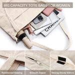 KALIDI Corduroy Waterproof Tote Bag with Zipper, 35L