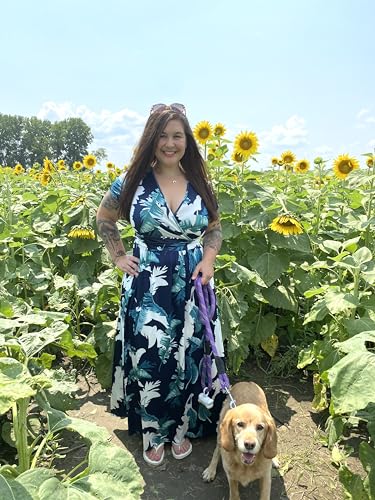OUGES Women's Maxi Dress V Neck Short/Long Sleeve with Pockets
