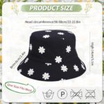2 Pcs Reversible Cotton Bucket Hat, Daisies Print, Black/Green