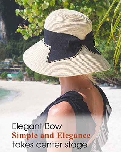 Comhats Women's Foldable Straw Sun Hat UPF 50