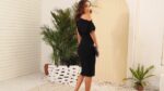 Dressmine Women's Summer Wrap Midi Bodycon Dress